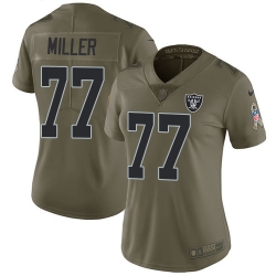 Nike Raiders #77 Kolton Miller Olive Womens Stitched NFL Limited 2017 Salute to Service Jersey