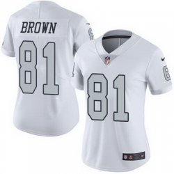 Nike Raiders #81 Tim Brown White Womens Stitched NFL Limited Rush Jersey