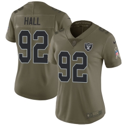 Nike Raiders #92 P J Hall Olive Womens Stitched NFL Limited 2017 Salute to Service Jersey