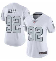 Nike Raiders #92 P J Hall White Womens Stitched NFL Limited Rush Jersey