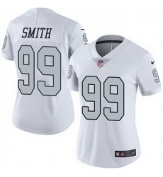 Nike Raiders #99 Aldon Smith White Womens Stitched NFL Limited Rush Jersey