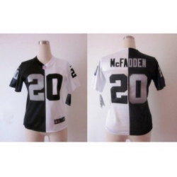 Nike Women Oakland Raiders #20 Darren McFadden Black-white jerseys[Split Elite]