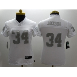 Nike Women Oakland Raiders #34 Jackson Platinum White Jerseys