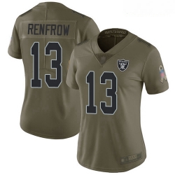 Raiders #13 Hunter Renfrow Olive Women Stitched Football Limited 2017 Salute to Service Jersey