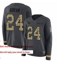 Raiders 24 Johnathan Abram Anthracite Salute to Service Women Stitched Football Limited Therma Long Sleeve Jersey