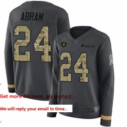 Raiders 24 Johnathan Abram Anthracite Salute to Service Women Stitched Football Limited Therma Long Sleeve Jersey