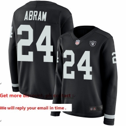 Raiders 24 Johnathan Abram Black Team Color Women Stitched Football Limited Therma Long Sleeve Jersey