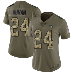 Raiders 24 Johnathan Abram Olive Camo Women Stitched Football Limited 2017 Salute to Service Jersey
