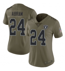 Raiders 24 Johnathan Abram Olive Women Stitched Football Limited 2017 Salute to Service Jersey