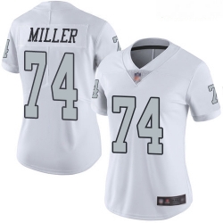 Raiders #74 Kolton Miller White Women Stitched Football Limited Rush Jersey