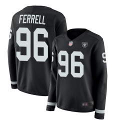 Raiders 96 Clelin Ferrell Black Team Color Women Stitched Football Limited Therma Long Sleeve Jersey