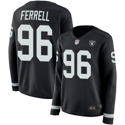 Raiders 96 Clelin Ferrell Black Team Color Women Stitched Football Limited Therma Long Sleeve Jersey