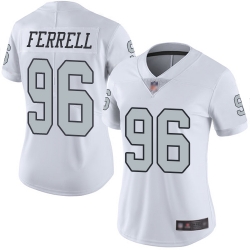 Raiders 96 Clelin Ferrell White Women Stitched Football Limited Rush Jersey