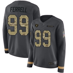 Raiders 99 Clelin Ferrell Anthracite Salute to Service Women Stitched Football Limited Therma Long Sleeve Jersey