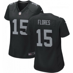 Women Las Vegas Raiders 15 Tom Flores Black Limited Jersey