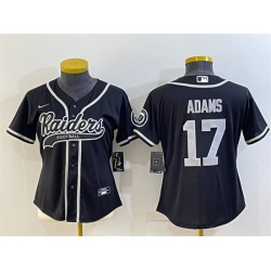 Women Las Vegas Raiders 17 Davante Adams Black With Patch Cool Base Stitched Baseball Jersey