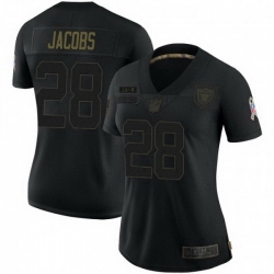 Women Las Vegas Raiders 28 Josh Jacobs Black Limited 2020 Salute To Service Jersey