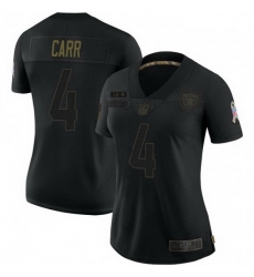 Women Las Vegas Raiders 4 Derek Carr Black 2020 Salute To Service Limited Jersey