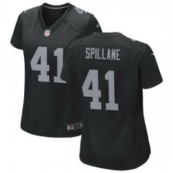 Women Las Vegas Raiders 41 Robert Spillane Black 2023 Draft Vapor Limited Stitched Football Jersey