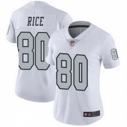 Women Las Vegas Raiders 80 Jerry Rice White Color Rush Limited Jersey