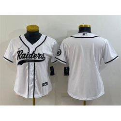 Women Las Vegas Raiders Blank White With Patch Cool Base Stitched Baseball Jersey