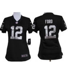 Women Nike Oakland Raiders #12 Jacoby Ford Black Nike NFL Jerseys