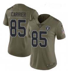 Women Nike Oakland Raiders 85 Derek Carrier Limited Olive 2017 Salute to Service NFL Jersey