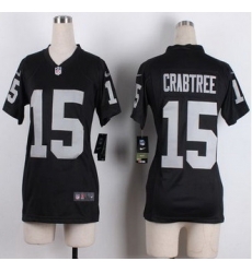 Women Nike Raiders #15 Michael Crabtree Black Team Color Stitched NFL Elite jersey