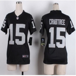 Women Nike Raiders #15 Michael Crabtree Black Team Color Stitched NFL Elite jersey