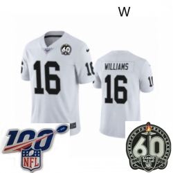 Women Oakland Raiders #16 Tyrell Williams White 60th Anniversary Vapor Untouchable Limited Player 100th Season Football Jersey