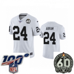 Women Oakland Raiders #24 Johnathan Abram White 60th Anniversary Vapor Untouchable Limited Player 100th Season Football Jersey