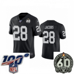 Women Oakland Raiders #28 Josh Jacobs Black 60th Anniversary Vapor Untouchable Limited Player 100th Season Football Jersey