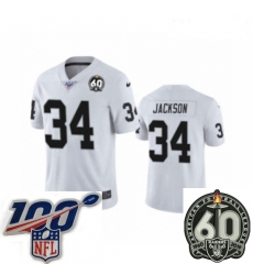 Women Oakland Raiders #34 Bo Jackson White 60th Anniversary Vapor Untouchable Limited Player 100th Season Football Jersey