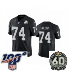 Women Oakland Raiders #74 Kolton Miller Black 60th Anniversary Vapor Untouchable Limited Player 100th Season Football Jersey
