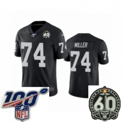 Women Oakland Raiders #74 Kolton Miller Black 60th Anniversary Vapor Untouchable Limited Player 100th Season Football Jersey