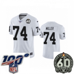 Women Oakland Raiders #74 Kolton Miller White 60th Anniversary Vapor Untouchable Limited Player 100th Season Football Jersey