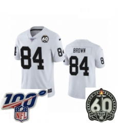 Women Oakland Raiders #84 Antonio Brown White 60th Anniversary Vapor Untouchable Limited Player 100th Season Football Jersey