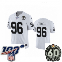 Women Oakland Raiders #96 Clelin Ferrell White 60th Anniversary Vapor Untouchable Limited Player 100th Season Football Jersey