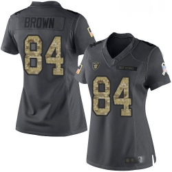 Womens Antonio Brown Limited Black Jersey Oakland Raiders Football 84 Jersey 2016 Salute to Service Jersey
