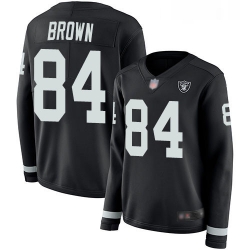 Womens Antonio Brown Limited Black Jersey Oakland Raiders Football 84 Jersey Therma Long Sleeve