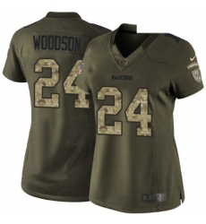 Womens Nike Oakland Raiders 24 Charles Woodson Elite Green Salute to Service NFL Jersey