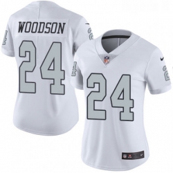 Womens Nike Oakland Raiders 24 Charles Woodson Elite White Rush Vapor Untouchable NFL Jersey
