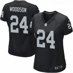 Womens Nike Oakland Raiders 24 Charles Woodson Game Black Team Color NFL Jersey