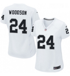 Womens Nike Oakland Raiders 24 Charles Woodson Game White NFL Jersey