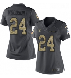 Womens Nike Oakland Raiders 24 Charles Woodson Limited Black 2016 Salute to Service NFL Jersey