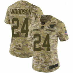 Womens Nike Oakland Raiders 24 Charles Woodson Limited Camo 2018 Salute to Service NFL Jersey