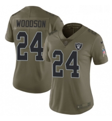 Womens Nike Oakland Raiders 24 Charles Woodson Limited Olive 2017 Salute to Service NFL Jersey