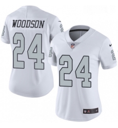 Womens Nike Oakland Raiders 24 Charles Woodson Limited White Rush Vapor Untouchable NFL Jersey