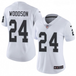 Womens Nike Oakland Raiders 24 Charles Woodson White Vapor Untouchable Limited Player NFL Jersey