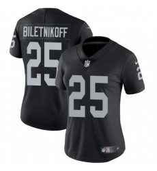 Womens Nike Oakland Raiders 25 Fred Biletnikoff Elite Black Team Color NFL Jersey